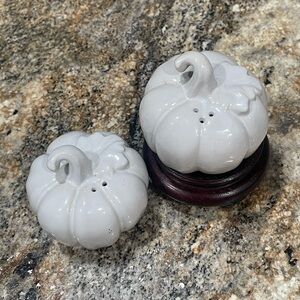 Pier 1 White Pumpkin Salt and Pepper Shakers